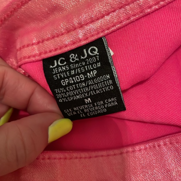 Hot Pink Shiny High Waisted Pants - Picture 4 of 5